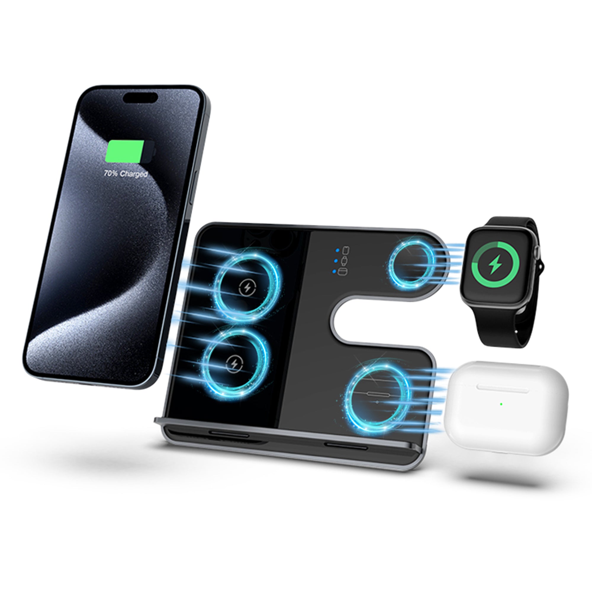 Q10C 3-in-1 15W Wireless Charger Phone Watch Earphone Charging Stand with Removable Bracket Q10C 3-in-1 15W Wireless Charger Phone Watch Earphone Charging Stand with Removable Bracket